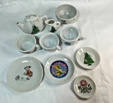 Porceline Tea Set Miniatures 4 Cups, 4 Plates/Saucers/ Coffee Pot, Creamer Cont.
