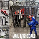 1 JAIL, Sink & Toilet With Cot, Silver, For 1:12 Scale Figures, Custom Design