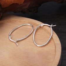 A27 Earring Creole Oval Smooth Drop Sterling Silver 925