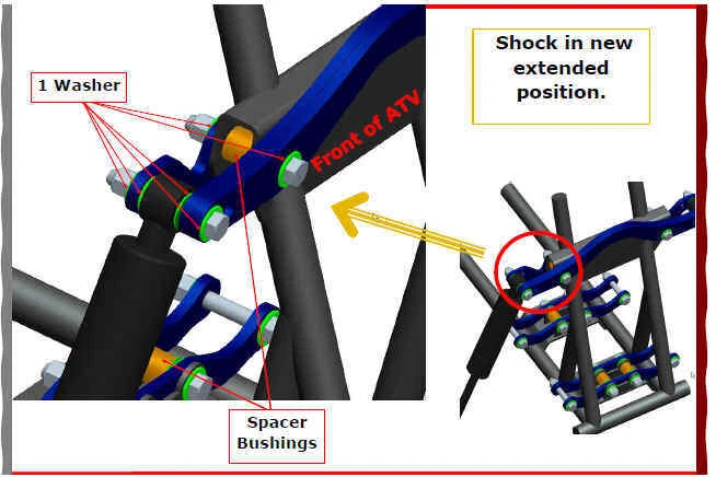 Kawasaki KFX 90/50 A-arms & Shocks ATV +6 inch Widening Kit - Image 4 of 4