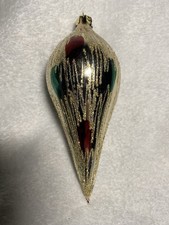 Vintage Glass Teardrop Christmas Ornament 1980 Or Earlier Romania And Poland 