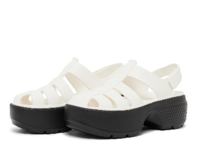 NEW CROCS STOMP FISHERMAN SANDAL Chalk White/ Black Men 8. Women 10 Platform