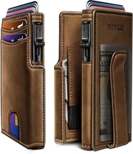 Men Wallet,with Money Clip Coins Pocket ID Window,Slim Front Pocket RFID Blockin