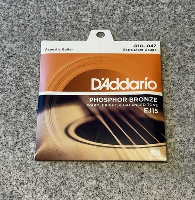 D'Addario EJ15 Phosphor Bronze Acoustic  Guitar Strings set Extra Light, 10-47