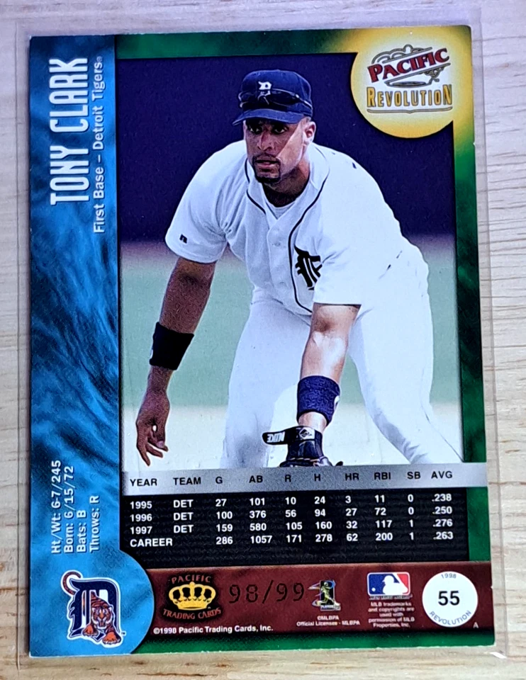 Tony Clark /99 (Shadow Series) 💥1998 Pacific Revolution - Tigers - Image 3 of 3