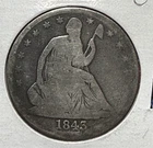 1843O US Seated LIBERTY SILVER Half Dollar! "New Orleans" Mint! Good