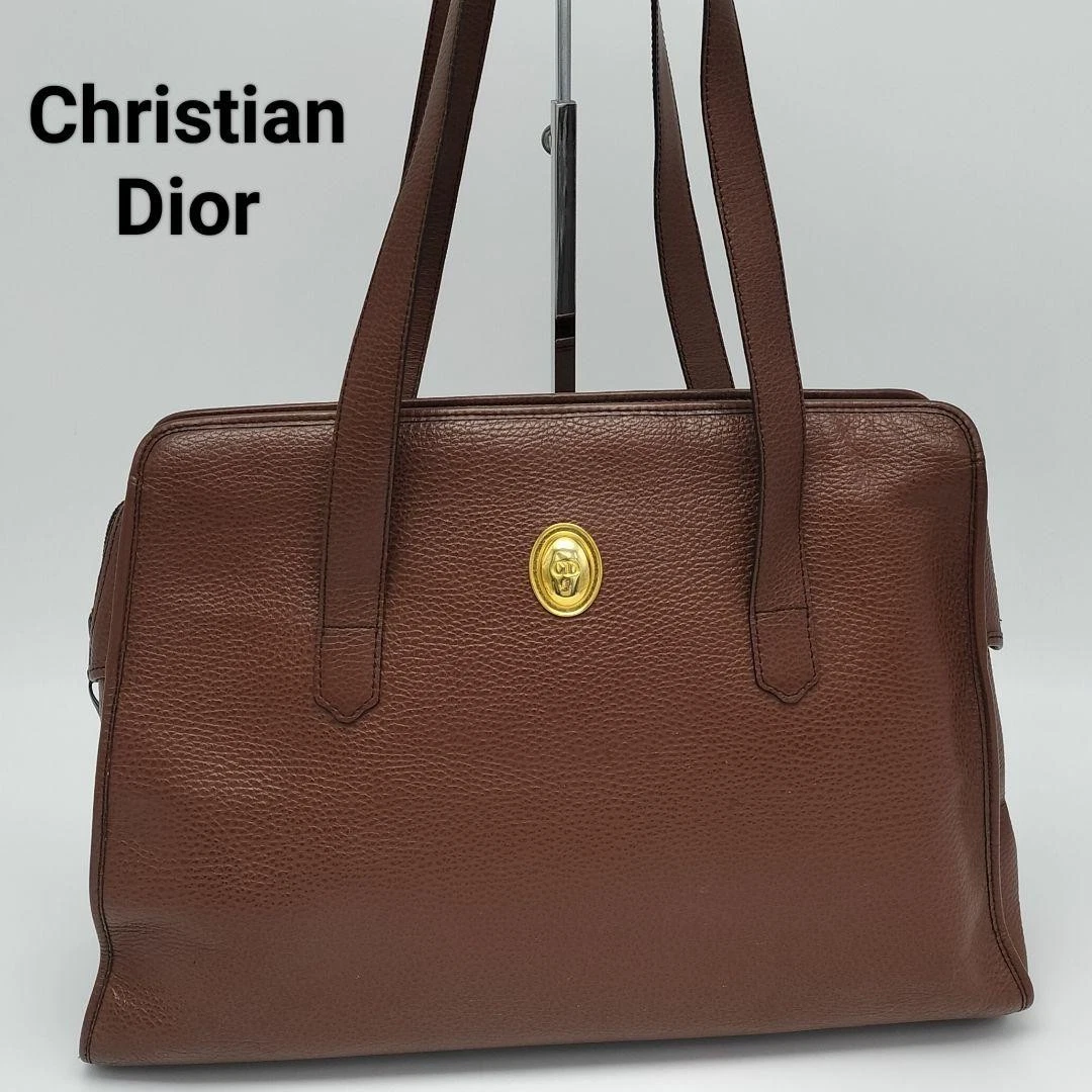 Authentique sac fourre tout Christian Dior bandoulière cuir marron foncé vintage