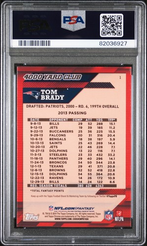 TOM BRADY 2014 Topps Chrome #1 4000 Yard Club PSA 9 MINT +COUPONS +FREE SHIPPING - Picture 2 of 2