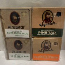 Dr. Squatch Men's Soap 4 Bar Set Pine Tar Cedar Citrus Cool Fresh Aloe 0526-04