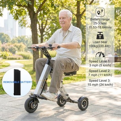 TopMate ES33 Elektromobilitätsroller 3-Rad Faltbar, Abnehmbarer Akku, 8 Zoll