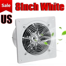 8" Exhaust Fan Ventilation Extractor Fan 110V Wall-Mounted Blower Duct Fan White