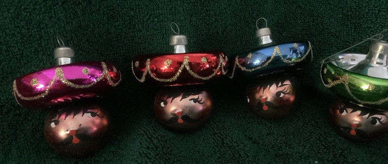 4 Vintage De Carlini Poncho Sombrero Man Christmas Ornaments