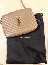 Saint Laurent Lou Lou Medium Beige Quilted Chevron Leather Crossbody Bag