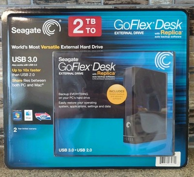 Seagate FreeAgent GoFlex Desk 2TB External Drive USB 3.0 2.0 Hard Drive Black 