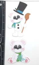 Lot of 2 Polar Bear Snowflake Broom Top Hat SINGLE LAYER Embellishments 798