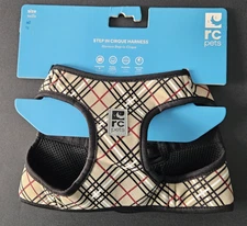 RC Pets Tan Tartan Harness Size XL 21-23" Girth 30-35 lbs Hook/Loop Closure