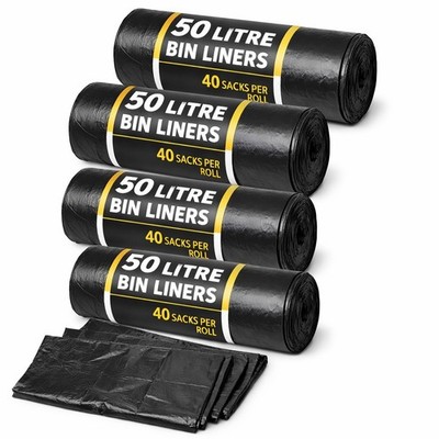 50L schwarze Müllbeutel 160 Beutel mittelschwere Müllsäcke 120cm kostenloser Versand