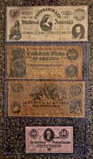Lot of 4 Confederate States of America Bills $10,000, $500, $100 & .50 Cents