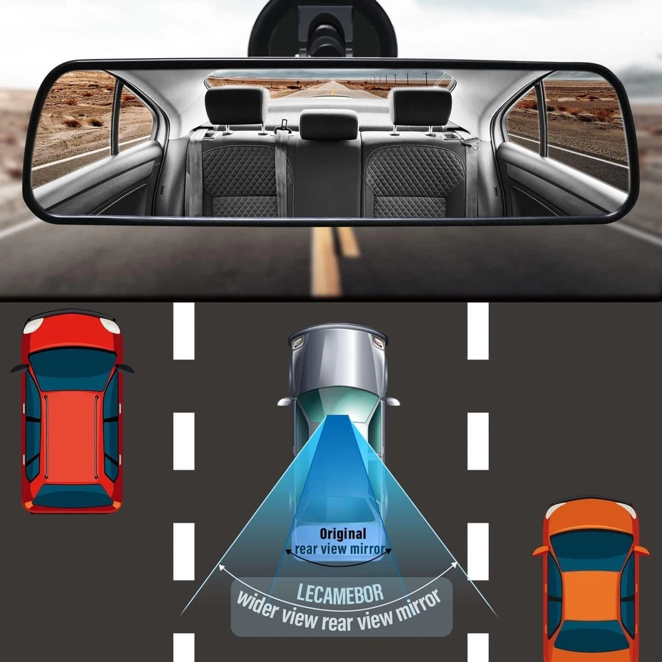 Universal Rear View Mirror Thickened Anti Glare HD Car Interior with Suction Cup - image 2 of 4