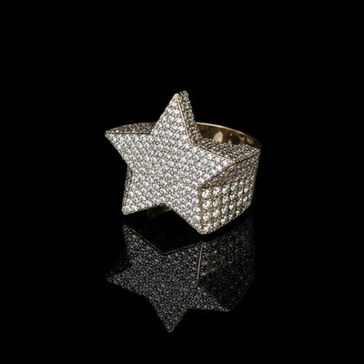 Sternring natürliche Diamanten Iced Out Ring 10k von Ice Cold Drip London