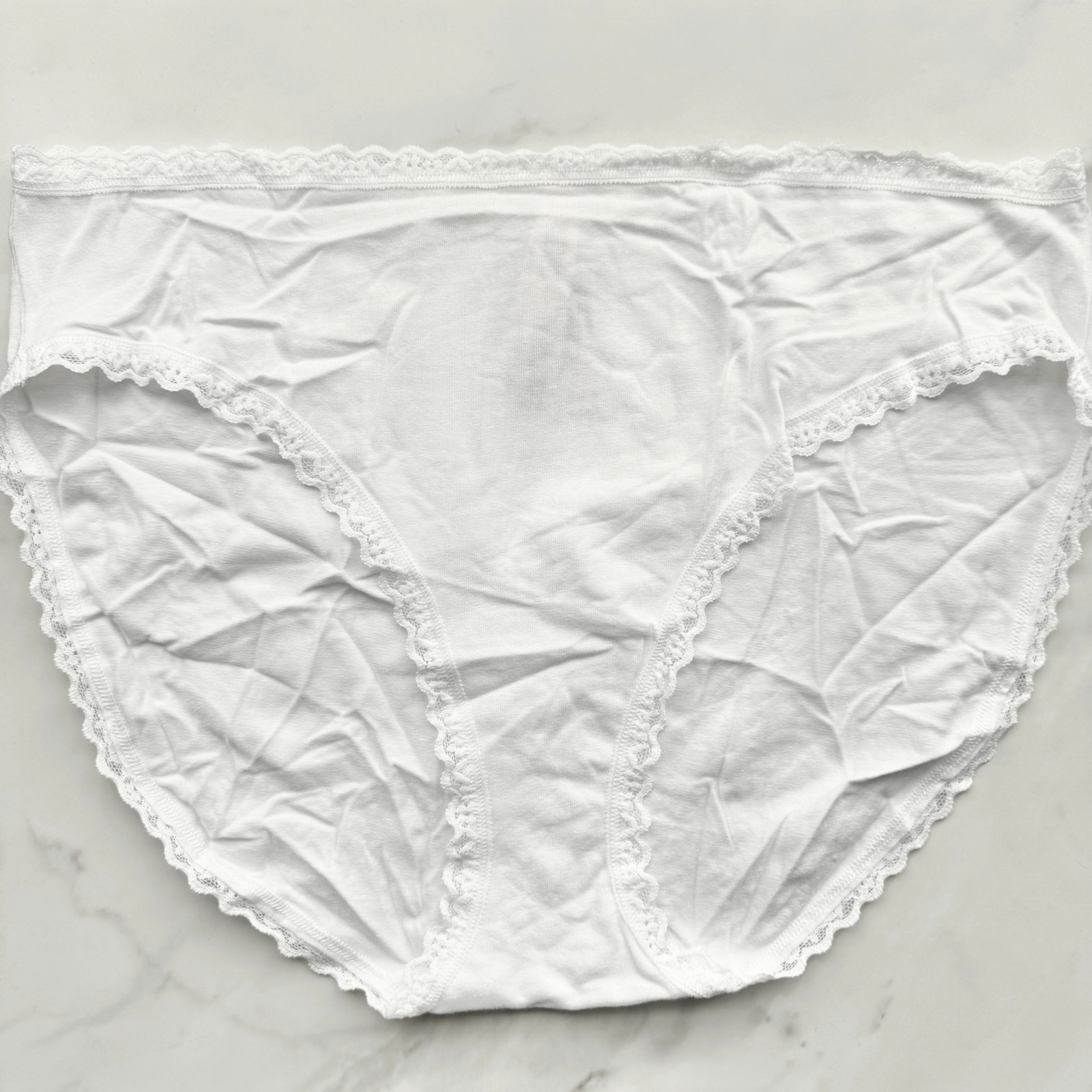 Victoria's Secret Lace-Trim Cotton Smooth High-Leg Brief Panty VS White Size XL