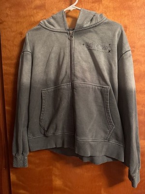 Sun Chaser Rhinestone Distressed Ombre Full Zip Hoodie