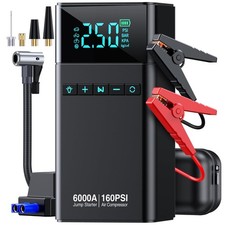 10-in-1 Portable Car Battery Jump Starter with Air Compressor, 6000A 160PSI P...