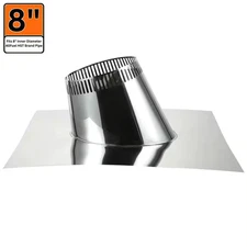 8 In. X 12 In. 1/12 - 6/12 Roof Flashing for Double Wall Chimney Pipe