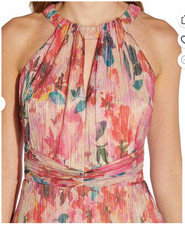 Adrianna Papell Women's Printed Halter Gown Brown Multi