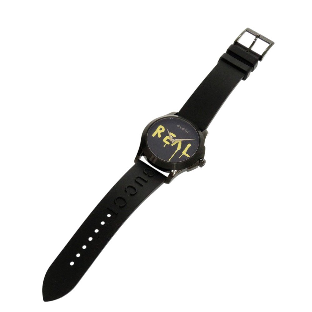 AUTHENTIC GUCCI 126.4 YA1264017 G Timeless Ghost Black rubber Quartz Wristwatch image 3