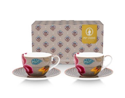 Pip Studio 2er Set Tasse & Untertasse Blooming Tales | Fanta