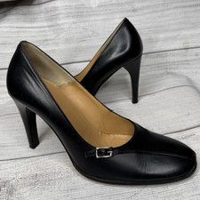 Bally Black Leather Tonica Square Toe Pumps Heels Size 36.5/US 6