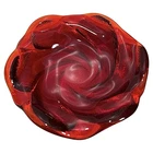 Vintage Fenton MCM Swirl Glass Ruby Red Candy Dish Ashtray 8" Heavy Textured