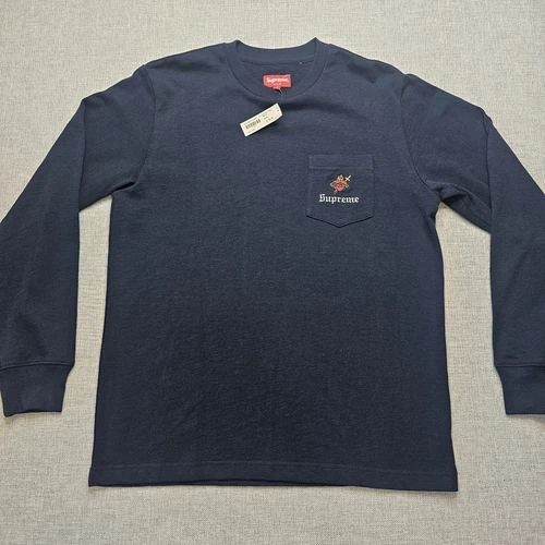 Chemise Supreme petite manches longues poche Tee Sacré Coeurs Marine FW17KN24 Neuf