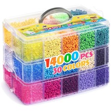 14000Pcs Pony Beads Bulk, 30 Colors, 6x9mm, DIY Crafts Kit