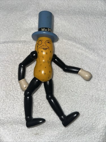Vintage Painted Planters Wooden Mr. Peanut Articulated Figure Toy 1930s-1950’s