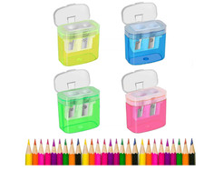 Pencil Sharpeners, 4 Pcs Pencil Sharpeners Manual,Dual Holes Compact Colored