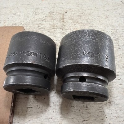 Lot Of 2 Armstrong Standard Impact Sockets 1'' Drive 6 Point 22-056, 22-064 Tools