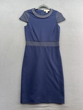 Michael Michael Kors Dress Womens XS Navy Studded Sheath Short Sleeve Party