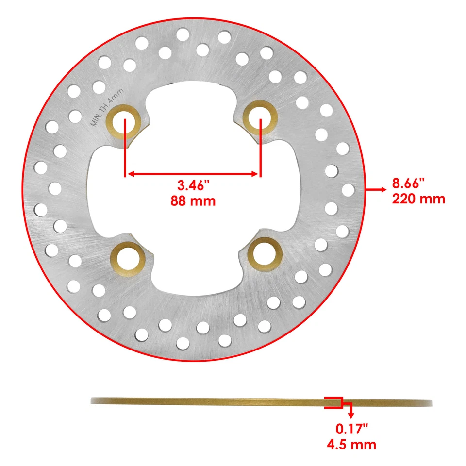 2 Front Rear Brake Disc Rotor W/ Pads for Polaris RZR XP 900 2011 2012 2013 - Image 3 of 4