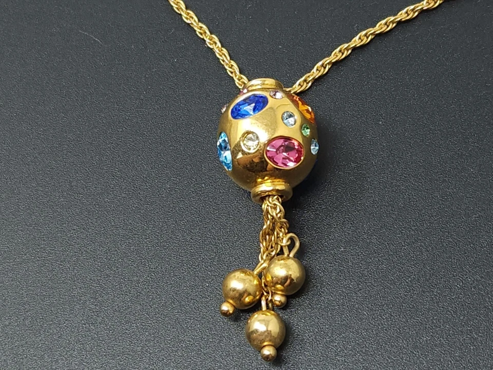 Collar Vintage Alta Costura Joan Rivers Estrás Tono Dorado 22" Foto 4 de 4