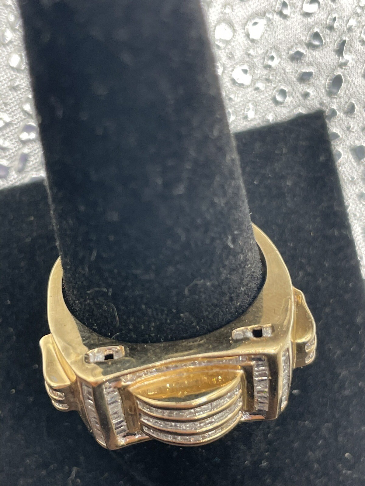 10K Solid Yellow Gold Man Ring With Diamonds, Siz… - image 5