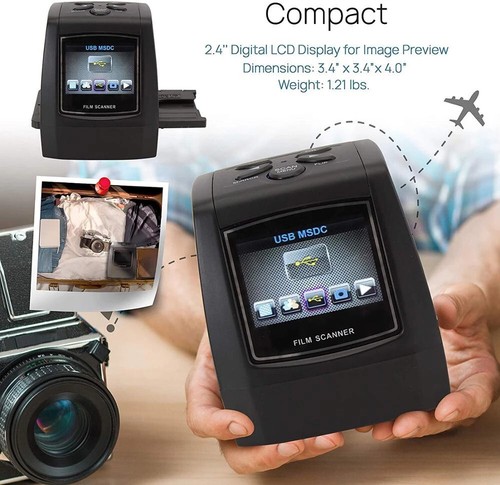 Film Scanner 35mm 135mm Slide Negative Converter Photo Digital Image Viewer 2.4" - Picture 4 of 12