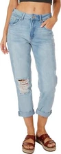 Rewash Juniors Deconstructed High Rise Roll Cuff Dad Jeans Light Wash Size 3