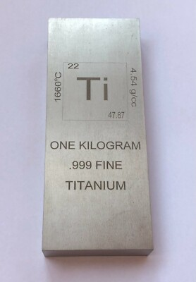 #ad 1 One Kg Kilogram 99.99% Pure Titanium Bullion Bar $139.95