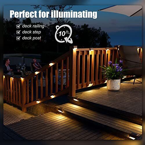 SOLPEX SOLAR DECK LIGHTS OUTDOOR 16 PACK SOLAR STEP LIGHT WARM WHITE - Picture 2 of 5