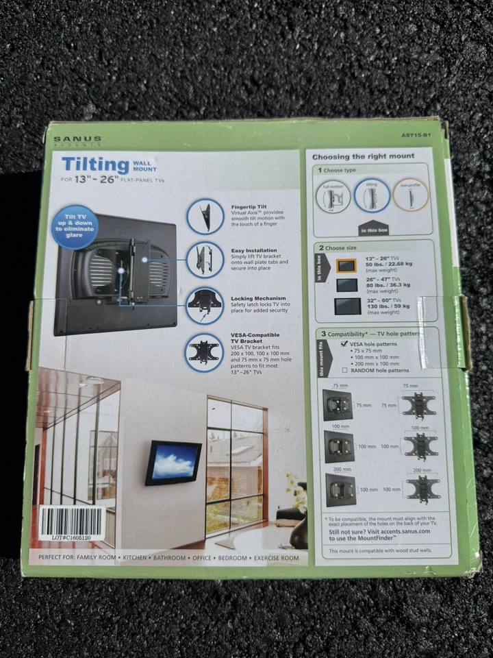 TV Wall Mount SANUS Tilting 13"- 26" VESA Flat-Panel AST15-B1 - Image 3 of 4