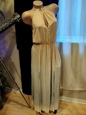 Red Dress Boutique Women's Maxi Halter Summer Dress w/2 High Slits Tye Die Rayon