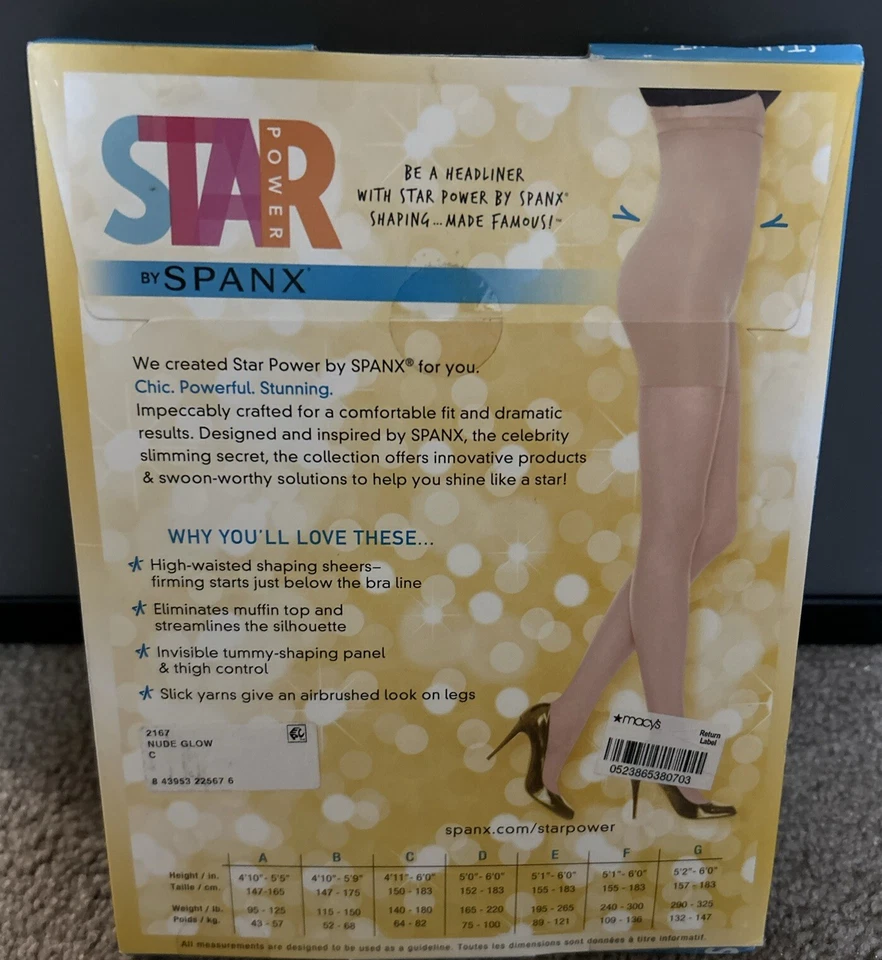 Star Power Spanx Destaque Cintura Alta Modelador Transparente Tamanho C Brilho Nu NOVO $28 - Imagem 2 de 4