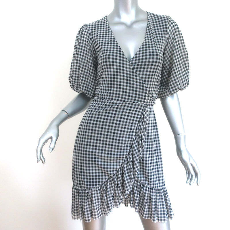 【GANNI】Gingham ruffled minidress（送料込み） GANNI Ruffled gingham crinkled-taffeta mini dress | NET-A-PORTER